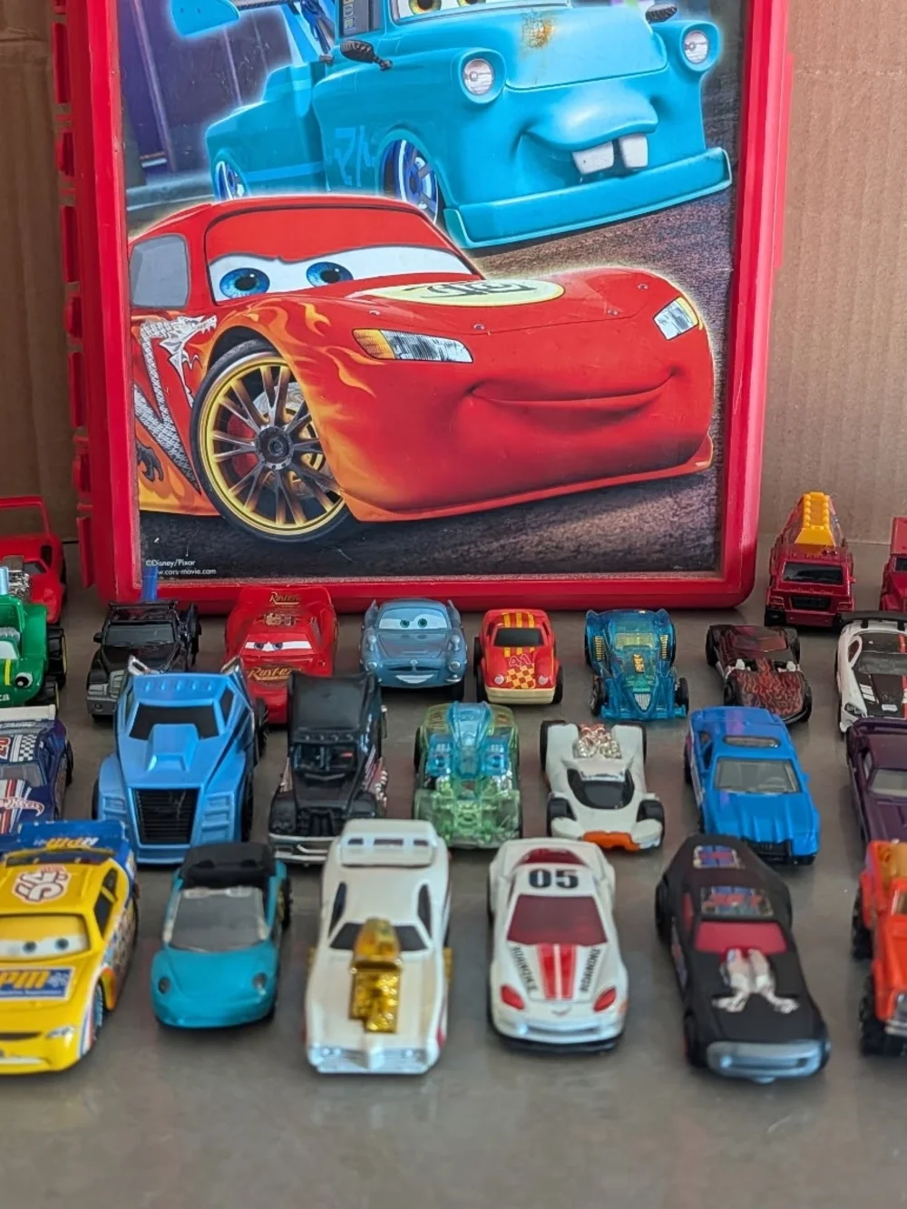 Red Carry Case with Assorted Matchbox Toy Cars